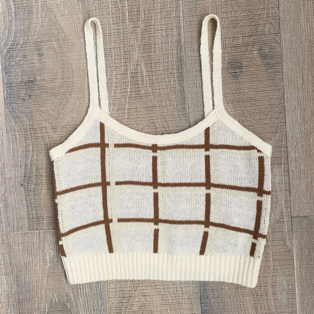 West of MELROSE Plaid Knit Crop Top